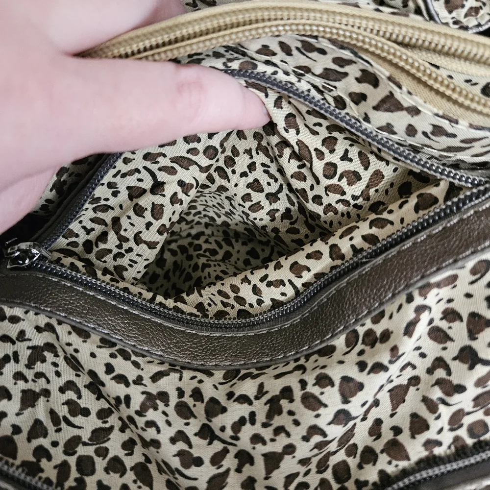 Silver Braided Handle Shoulder Bag Zip Top Double Magnetic Closure Purse